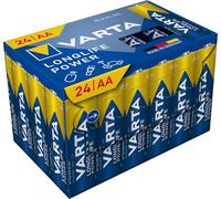 VARTA Pile AA, confezione da 24, Longlife Power, Alcaline, 1,5V, ideale per giocattoli, mouse wireless, torce elettriche, imballaggio riciclato al 90%, Made in Germany