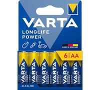 VARTA Pile AA, confezione da 6, Longlife Power, Alcaline, 1,5V, ideale per giocattoli, mouse wireless, torce elettriche, imballaggio riciclato al 90%, Made in Germany