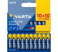VARTA Pile AAA, 10+10 (20 pezzi), Longlife Power, Alcaline, 1,5V, ideale per gio