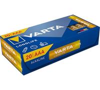 VARTA Pile AAA, confezione da 20, Longlife, Alcaline, 1,5V, ideale per telecomandi, sveglie, radio, orologi da parete, imballaggio riciclato al 90%, Made in Germany