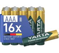 VARTA Pile AAA, ricaricabili, confezione da 16, Recharge Accu Power on Demand, batteria ricaricabile, 1000 mAh Ni-MH, senza effetto memory, precaricate, pronte all'uso [Esclusivo su Amazon]