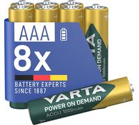 VARTA Pile AAA, Ricaricabili, Confezione Da 8, Batteria Ricaricabile, Power on D