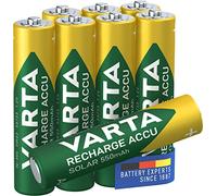 VARTA Pile AAA, ricaricabili, confezione da 8, Recharge Accu Solar, batteria ricaricabile, 550 mAh Ni-MH, pronte all'uso, sviluppate per le luci solari da giardino