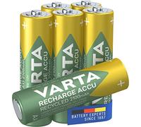 Varta Pile Ricaricabile Stilo AA Gamma Recycled 56816101406, Realizzate con 11% di Materiale Riciclato, Ni-MH, Batterie Precaricate e Pronte per l'Uso, 2100 mAh, Confezione da 6 Pezzi