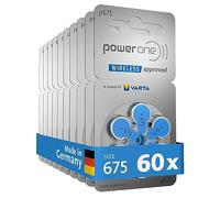 VARTA, PowerOne Batterie per apparecchi acustici tipo 675, 60 pezzi, blu, pile confezione economica, per amplificatore acustico, Made in Germany