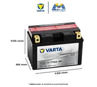 VARTA POWERSPORTS AGM BATTERIA MOTO T12A-BS (T12A-4) 12V 11Ah 160A 150x88x115 mm