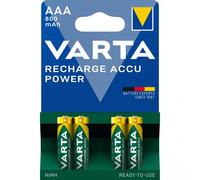 Varta Recharge Accu Power AAA 800 mAh Blister da 4 (Batteria NiMH Accu Precaricata, Micro, ricaricabile, pronta all'uso)