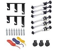 Varwaneo - Sistema di supporto manuale per sfondo fotografico, con 3 rulli, per montaggio a soffitto, include 2 ganci a tre pieghe, 6 barre di espansione, catene, per casa, studio, live streaming