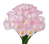VaryFloral Fiori Finti 20 Pezzi Fiori Finti Giglio di Calla fiori Artificiali Rosa&Bianco Bouquet Fiori Artificiali Fiori in Lattice Vero Tocco Realistico Fiori Finti per Casa Bouquet Decorazioni
