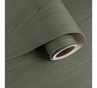 VaryPaper Carta da parati autoadesiva in vinile effetto legno verde grigiastro, 40 x 200 cm, verde scuro, retro adesivo in plastica spessa per mobili, armadi, cucina, piano di lavoro, rivestimento