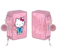 VARZI Astuccio 3 zip Hello Kitty per la scuola: pratico, spazioso e colorato, ideale per organizzare penne, matite e accessori scolastici, per ogni amante di Hello kitty 1956