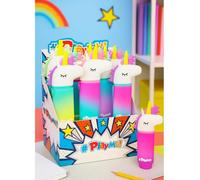 VARZI Astuccio in Silicone Bauletto Unicorno Pop Play Degrade | Design Originale e Colorato | Con Chiusura Zip | Perfetto per Bambine | Scuola e Accessori | Colori Assortiti