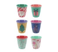 VARZI Bicchiere Natalizio In Melamina Decorato Con Fantasie Festive - Modelli Assortiti - Babbo Natale, Albero, Dolcetti - Colori Allegri 1 Pz Fantasie Assortite