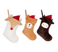 VARZI Calza Epifania Natalizia in Morbido Peluche Figure Assortite - Renna, Orsetto E Mucca con Cappello Babbo Natale