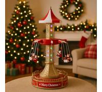 VARZI Carillon Giostra Natalizia Illuminata con Luci LED Multicolore e Effetto Lampeggiante, Scenografia Magica da Interno per Un Natale da Favola 52cm 1956