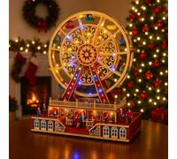 VARZI Carillon Ruota Panoramica Natalizia Illuminata con 60 LED Multicolore a Intermittenza, Scena Natalizia Festiva per Interni, Perfetta per Il Tuo Ambiente 48cm 1956