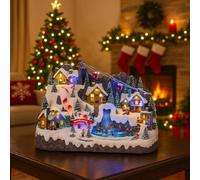 VARZI Carillon Villaggio di Natale Illuminato con LED Multicolore, Decorazione Natalizia per Interni con Effetto Lampeggiante, Ideale per Le FESTIVITÀ 56cm 1956