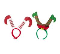 VARZI Cerchietto Natalizio Gambe Elfo 30cm Assortito Con Glitter E Campanellini - Accessorio Divertente Per Feste