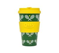 VARZI Dal 1956 ® - Tazza in RPET per caffé con tappo in silicone apribile, facile da portare 435 ml, Mug takeaway Quy Cup (Tennis)