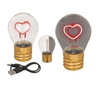 VARZI Lampadina LED a Forma di Cuore con Batteria Ricaricabile, Luce Rossa, Cavo USB Incluso, Confezione Regalo 1956