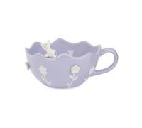 VARZI Maxi Tazza in Ceramica Lilla con Fiori e Coniglio di Pasqua Tazza Decorativa per Pasqua, Regalo Elegante, Perfetta per Colazione e Bevande 1956