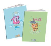 VARZI Olli Maxi Quaderno A4 Funny Friends - Pacco 10 pezzi, 24 + 1 fogli 100 g/m², Spillato, Copertine Colorate, 8 Rigature Assortite (Rigatura Quadretti 10mm)