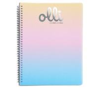 VARZI Olli Maxi Quaderno A4 Spiralato Glitter Rainbow - 70 Fogli 70 g/m², Copertina PP Gradient, Interno Righe o Quadretti 5 mm (Rainbow Glitter 2 Quadretti 5mm)