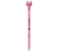 VARZI Olli Penna Cancellabile Le Linguette Cat - Punta 0,7 mm, Inchiostro Blu o Rosso, Apertura a Linguetta Pop, Gommino Integrato, Design Colorato (Gatto rosa Inchiostro Rosso)
