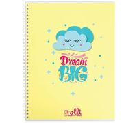VARZI Olli X One Color “Funny Friends” - Maxi Quaderno A4 Spiralato 100 g/m², 24 + 1 fogli, Copertina Illustrata, Interno Righe 1R o Quadretti 5 mm (Cloud Dream Rigo 1R)