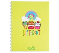 VARZI Olli X One Color “Funny Friends” - Maxi Quaderno A4 Spiralato 100 g/m², 24 + 1 fogli, Copertina Illustrata, Interno Righe 1R o Quadretti 5 mm (Sweet Trio Quadretti 5mm)