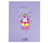 VARZI Olli X One Color “Funny Friends” - Maxi Quaderno A4 Spiralato 100 g/m², 24 + 1 fogli, Copertina Illustrata, Interno Righe 1R o Quadretti 5 mm (Magic Unicorn Rigo 1R)