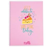 VARZI Olli X One Color “Funny Friends” - Maxi Quaderno A4 Spiralato 100 g/m², 24 + 1 fogli, Copertina Illustrata, Interno Righe 1R o Quadretti 5 mm (Celebrate Cake Rigo 1R)