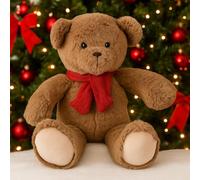VARZI Orso di Peluche Natalizio con Sciarpa Rossa, Morbido e Coccoloso, Perfetto per Bambini e Decorazioni di Natale 30cm 1956