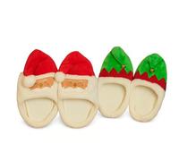 VARZI Pantofole Natalizie in Peluche Morbido - 2 Fantasie (Babbo Natale o Elfo), Poliestere, Taglia Unica - Calde e Leggere - Idea Regalo Feste 1956
