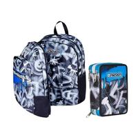 VARZI School Pack Quick Graffiti Boy: Zaino Dual Detach + Astuccio 3 Zip Fornito, Comfort e Stile per la Scuola