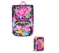 VARZI School Pack Zaino Sdoppiabile con Astuccio Completo 3 Zip Game Led Girl | Design Funzionale e Colorato | Perfetto per Scuola Elementare | Con 45 Pezzi di Cancelleria