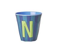 VARZI Selezione Cartoleria 1956 Rice Bicchiere Melamina Lettera N Striscie Blu E Verdi