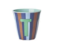 VARZI Selezione Cartoleria 1956 Rice Bicchiere Melamina Lettera T Striscie Blu E Marrone