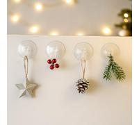 VARZI Set 4 Ganci a Ventosa Trasparenti - Fissaggio Rapido e Rimovibile per Luci Natalizie, Decorazioni, Vetro e Piastrelle 7cm 1956