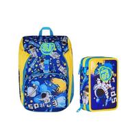 VARZI Seven School Pack Flyrocket Boy Primino: Zaino Primino + Astuccio Triplo 3 Zip Completo 45 Pezzi, Stile e Praticità per la Scuola 1956