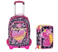 VARZI Seven School Pack Game Led Girl SJ Gang: Trolley Jack 3WD con Luci LED + Astuccio 3 Zip Fornito 45 Pezzi, Stile e Praticità per la Scuola 1956