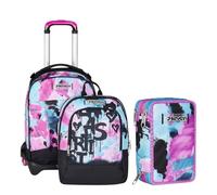 VARZI Seven School Pack Quick Graffiti Girl: Trolley Jack 3WD Detach + Astuccio 3 Zip Fornito, Stile e Praticità per la Scuola 1956