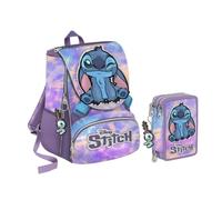 VARZI Stitch School Pack Zaino Estensibile Più Astuccio Completo 3 ZIP 1956 ®
