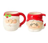 VARZI Tazza Natalizia In Ceramica 10cm Babbo Natale O Mamma Natale - Decorata A Mano Con Dettagli Lucidi Idea Regalo Festiva