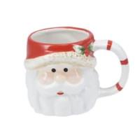 VARZI Tazza Natalizia In Ceramica d10cm - Babbo Natale, Pupazzo Di Neve, Renna O Pinguino - Modelli Assortiti - Idea Regalo Feste (Babbo Natale)