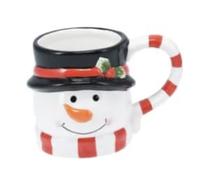 VARZI Tazza Natalizia In Ceramica d10cm - Babbo Natale, Pupazzo Di Neve, Renna O Pinguino - Modelli Assortiti - Idea Regalo Feste (Pupazzo Di Neve)