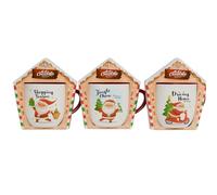 VARZI Tazza Natalizia In Ceramica Santa’s House Con Preparato Cioccolata Calda E Marshmallows - Idea Regalo In Scatola A Forma Di Casetta