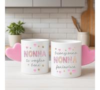 VARZI Tazzina Caffè Nonni Assortita - Variante Nonno o Nonna con Manico a Cuore e Frasi Affettuose, Idea Regalo Originale per Festa dei Nonni e Compleanni (Nonna)