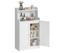 VASAGLE 100 cm di Altezza Mobile Bagno, Mobiletto Bagno con 2 Ante, 2 Ripiani Regolabili, Armadietto per Sala da Pranzo, Cucina, Soggiorno, Bianco Nuvola BBC770W01