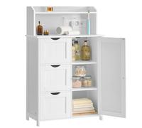 VASAGLE 100 cm di Altezza Mobile Bagno, Mobiletto Bagno con Multipresa, 3 Cassetti, 1 Anta, 2 Ripiani Regolabili, Armadietto per Sala da Pranzo, Cucina, Soggiorno, Bianco Nuvola BBC775W03